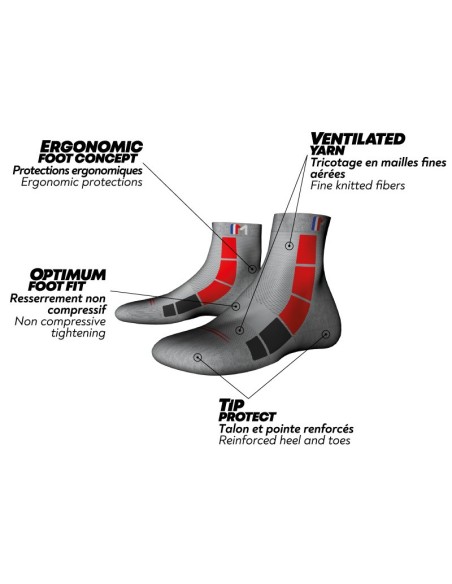 Technische Wandersocken Monnet Mid Air Red