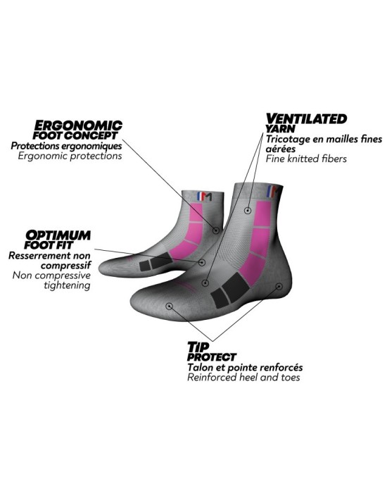 Chaussettes de Randonnée Techniques Monnet Mid Air Rose