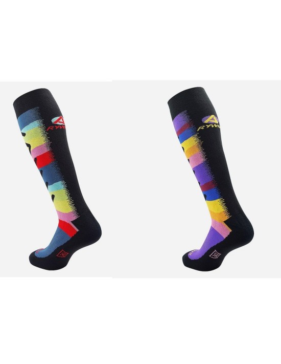 Pack de 2 paires de chaussettes de ski Rywan Violet / Turquoise